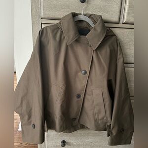 Zara Cropped Trench Hooded Rain Jacket Size Small